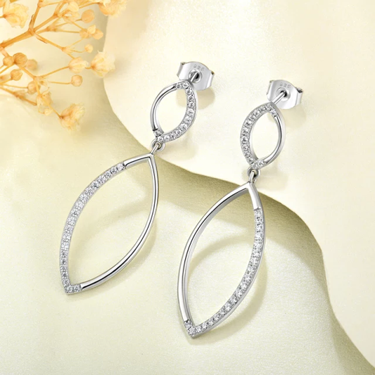 Sterling Silver Micropave Double Marquis Shape Earring - HK Jewels