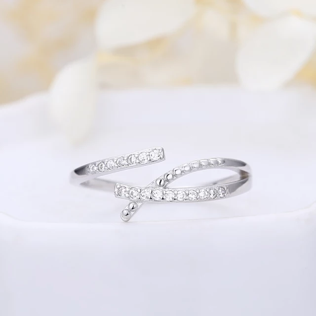 Sterling Silver Overlapping/Crossover Elegant Ring - HK Jewels