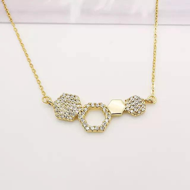 Sterling Silver Small Geometric Bar Necklace - HK Jewels