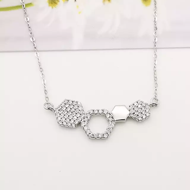 Sterling Silver Small Geometric Bar Necklace - HK Jewels