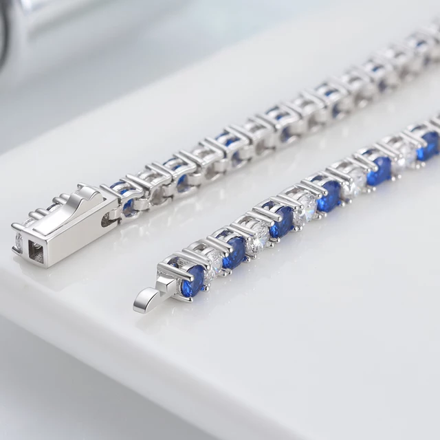 Sterling Silver Alternating Color CZ Bracelet - HK Jewels