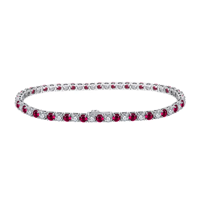 Sterling Silver Alternating Color CZ Bracelet - HK Jewels