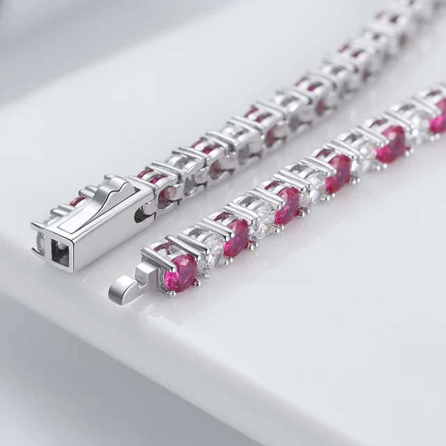 Sterling Silver Alternating Color CZ Bracelet - HK Jewels