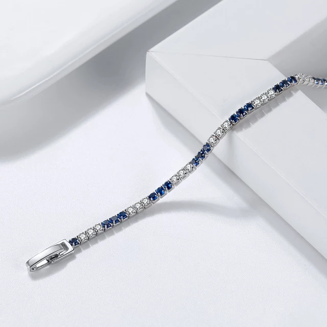 Sterling Silver Alternating Color CZ Bracelet - HK Jewels