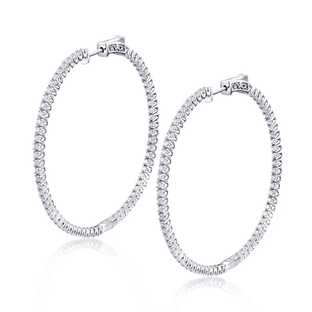 50mm Round CZ Hoop Earrings - HK Jewels