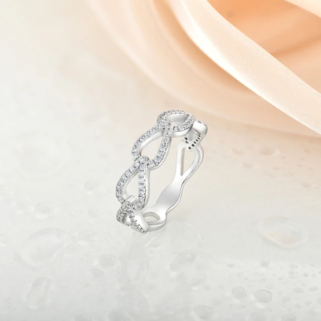 Sterling Silver Micropave Teardrop Shaped Links CZ Ring | HK Jewels - HK Jewels