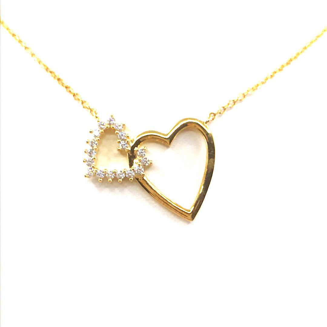Sterling Silver Double Heart Necklace - HK Jewels