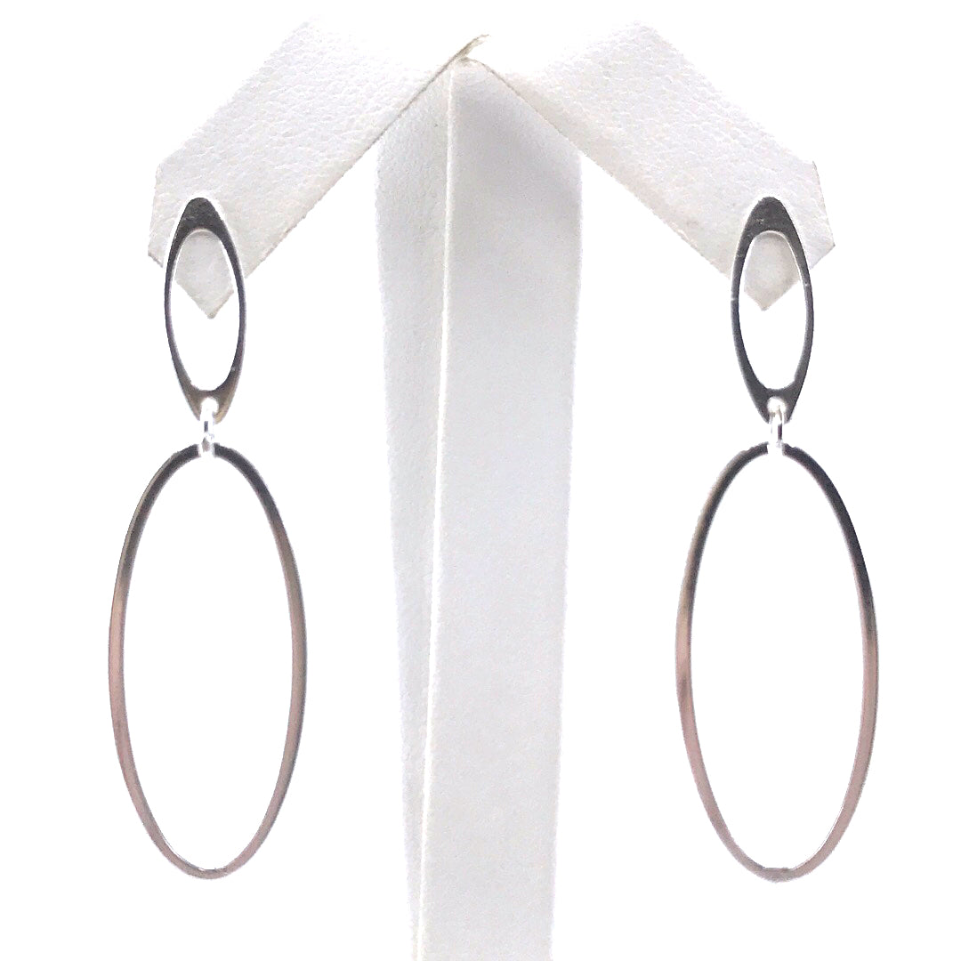 Sterling Silver Oval Earrings - HK Jewels