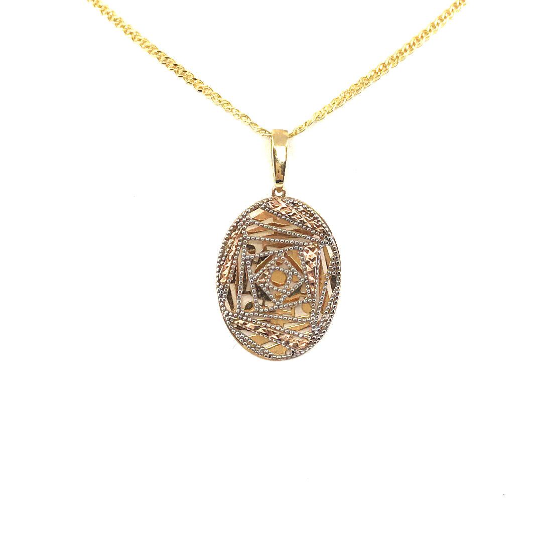 14K Gold Oval Pendant - HK Jewels
