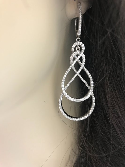 Sterling Silver Long Twisted Earring - HK Jewels