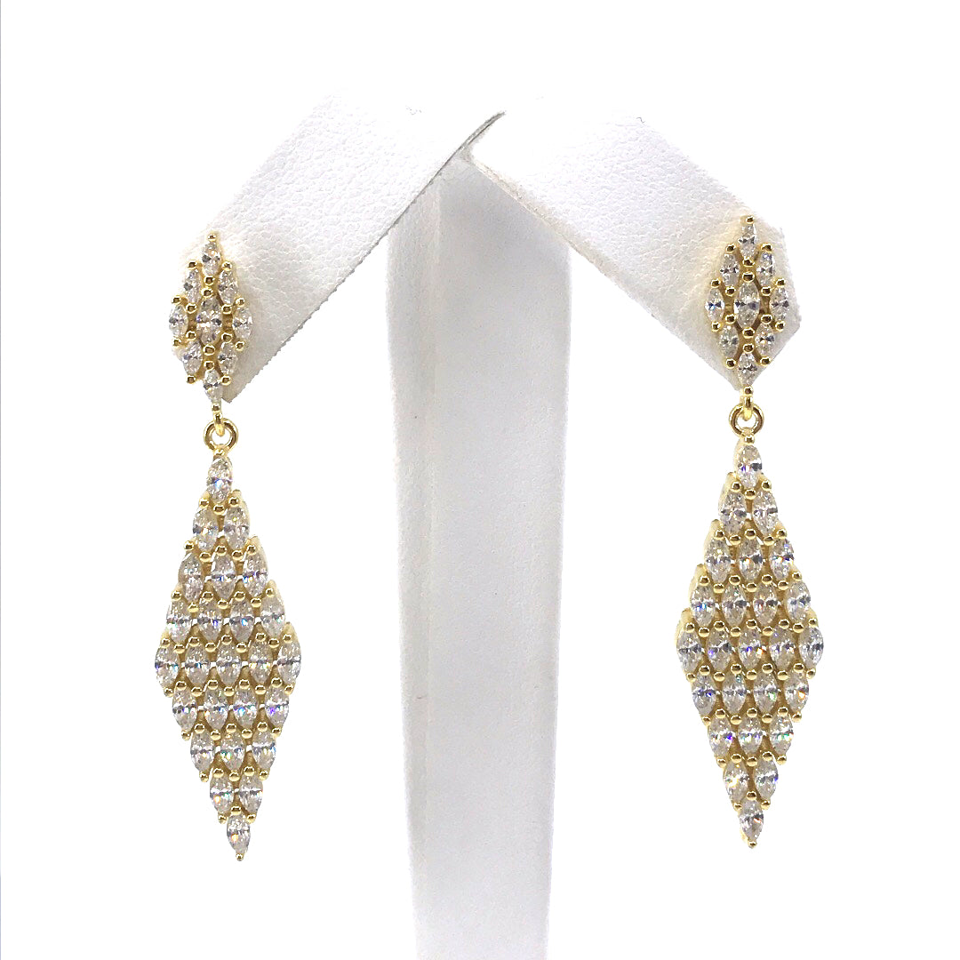 Sterling Silver Diamond Shape Earrings - HK Jewels