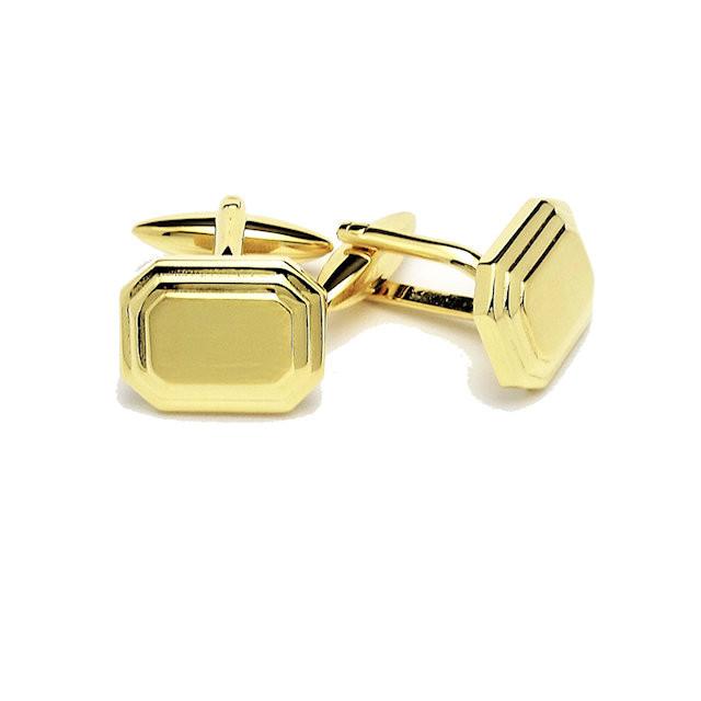 Gold Shiny & Brushed Rectangle Gold Plated Cufflinks - HK Jewels