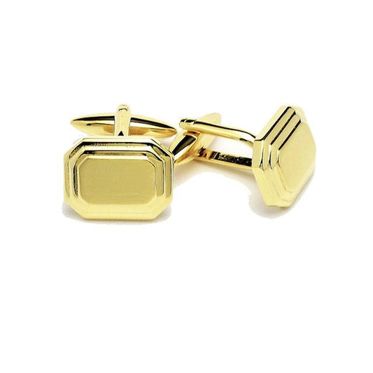 Gold Shiny & Brushed Rectangle Gold Plated Cufflinks - HK Jewels