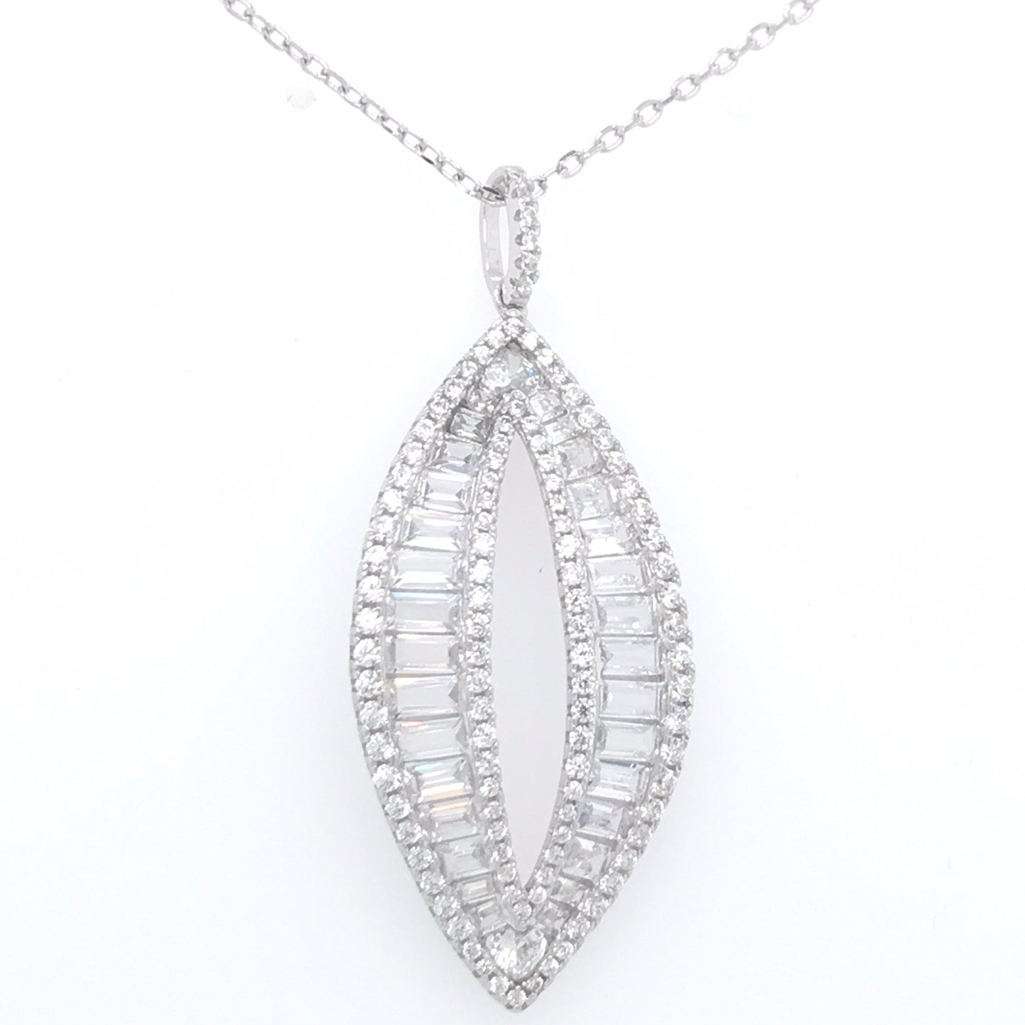 Sterling Silver Baguette Pendant - HK Jewels