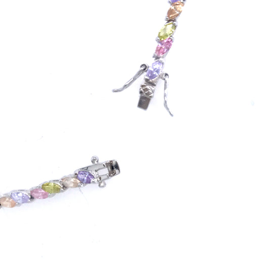 Sterling Silver Multicolor Stone Bracelet - HK Jewels