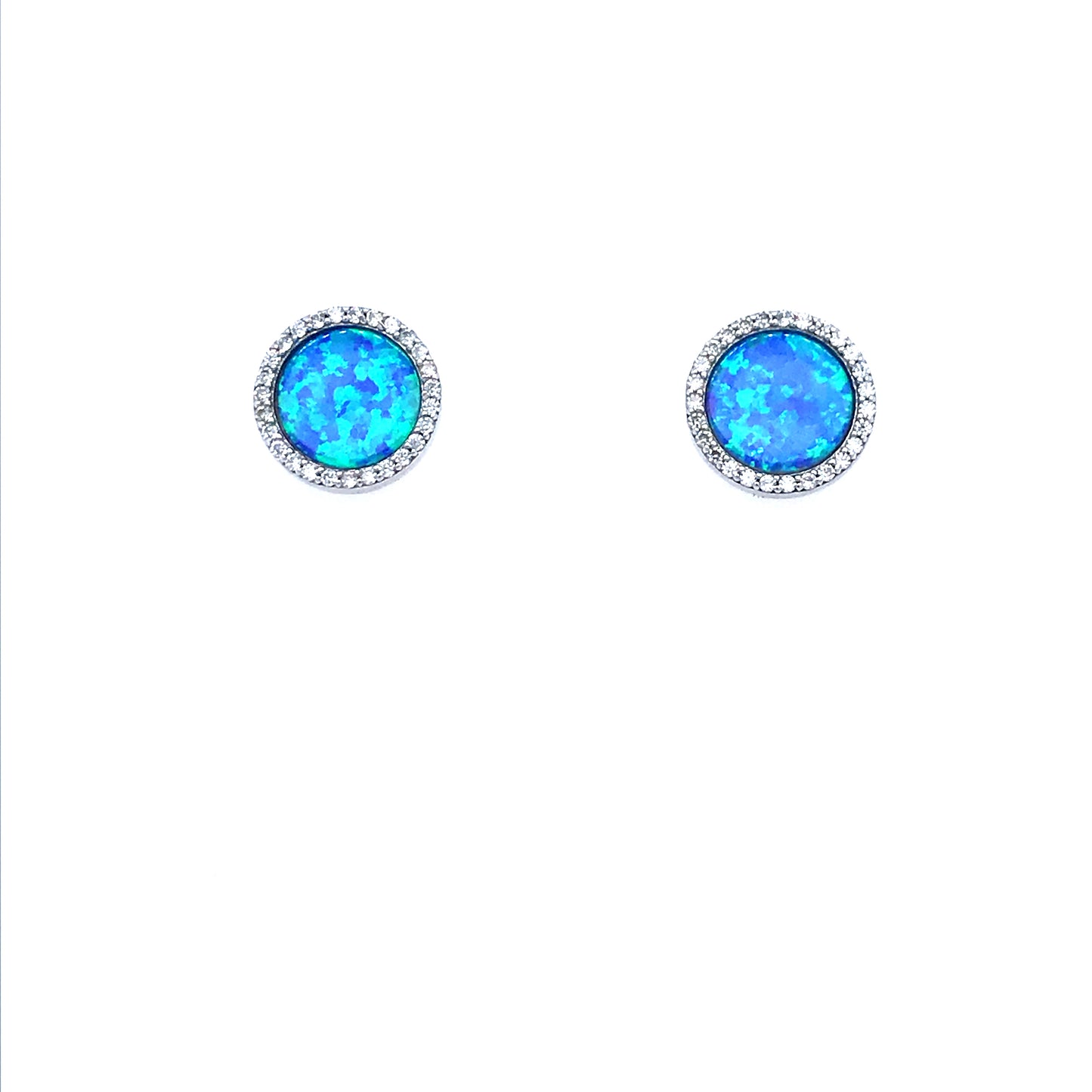 Sterling Silver Blue Stud Earrings - HK Jewels