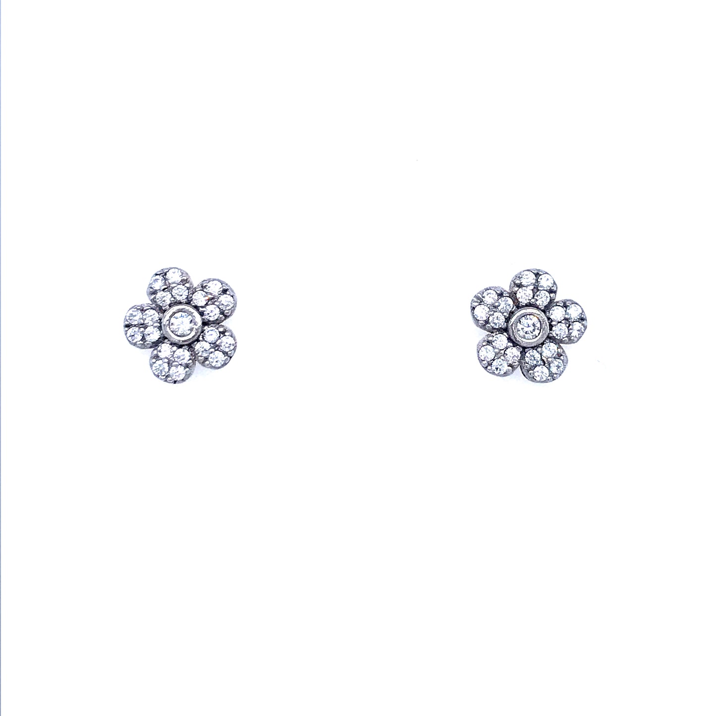 Sterling Silver Flower Stud Earrings - HK Jewels