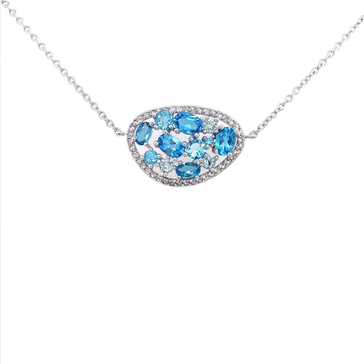 Sterling Silver Irregular Oval Necklace - HK Jewels