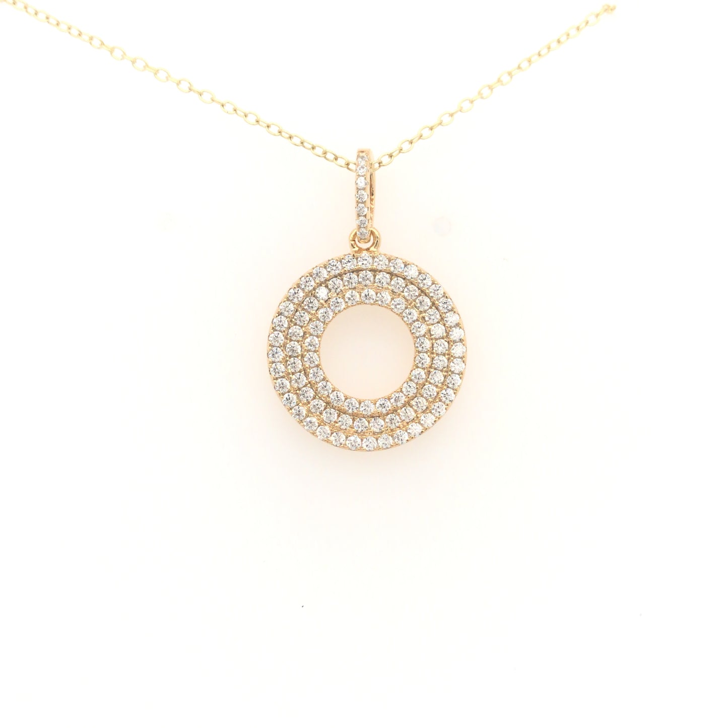 Sterling Silver Gold-Plated Micropave Circle Pendant - HK Jewels