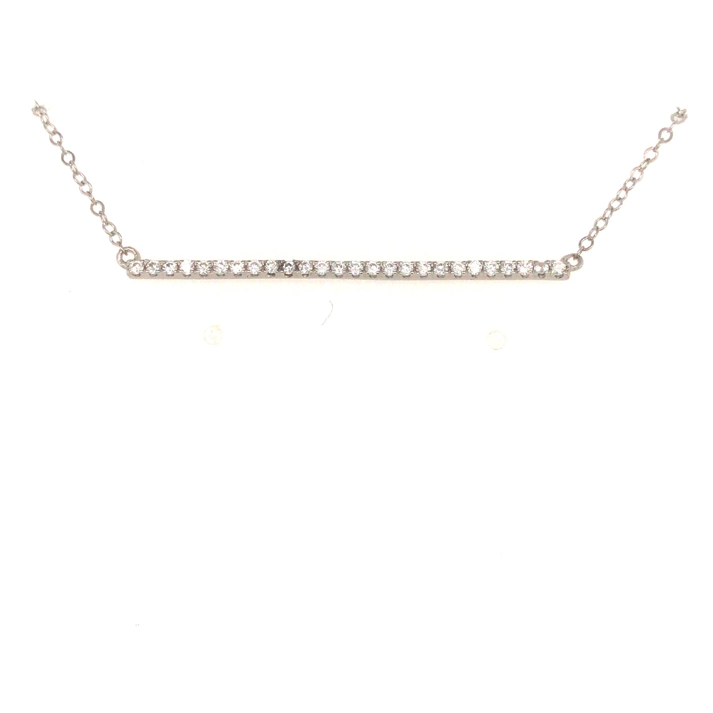 Sterling Silver CZ Straight Bar Necklace - HK Jewels