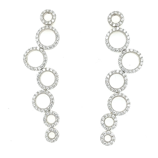 Sterling Silver CZ Circles Earring - HK Jewels