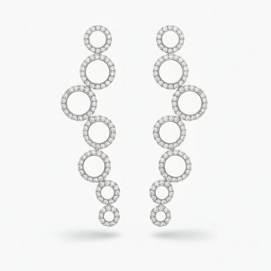 Sterling Silver CZ Circles Earring - HK Jewels