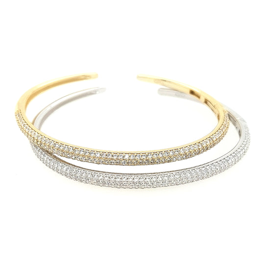 Sterling Silver CZ Cuff Bangles - HK Jewels
