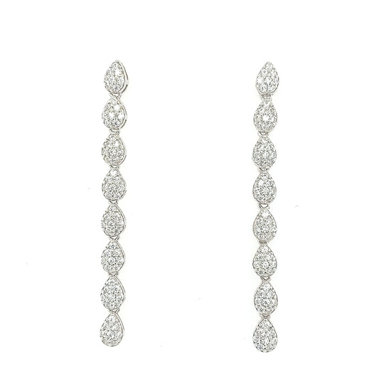 Sterling Silver CZ Small Teardrops Long Earring - HK Jewels