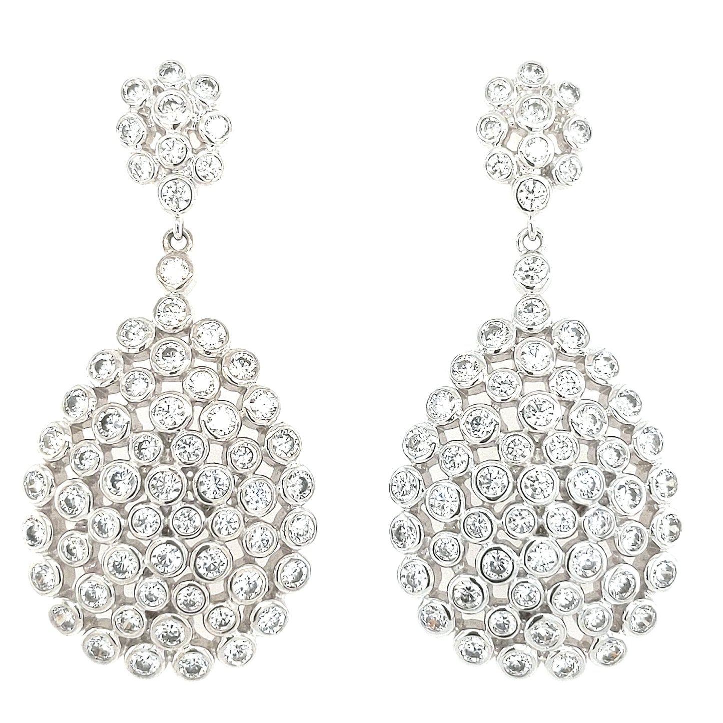 Sterling Silver CZ Large Teardrop Earring - HK Jewels