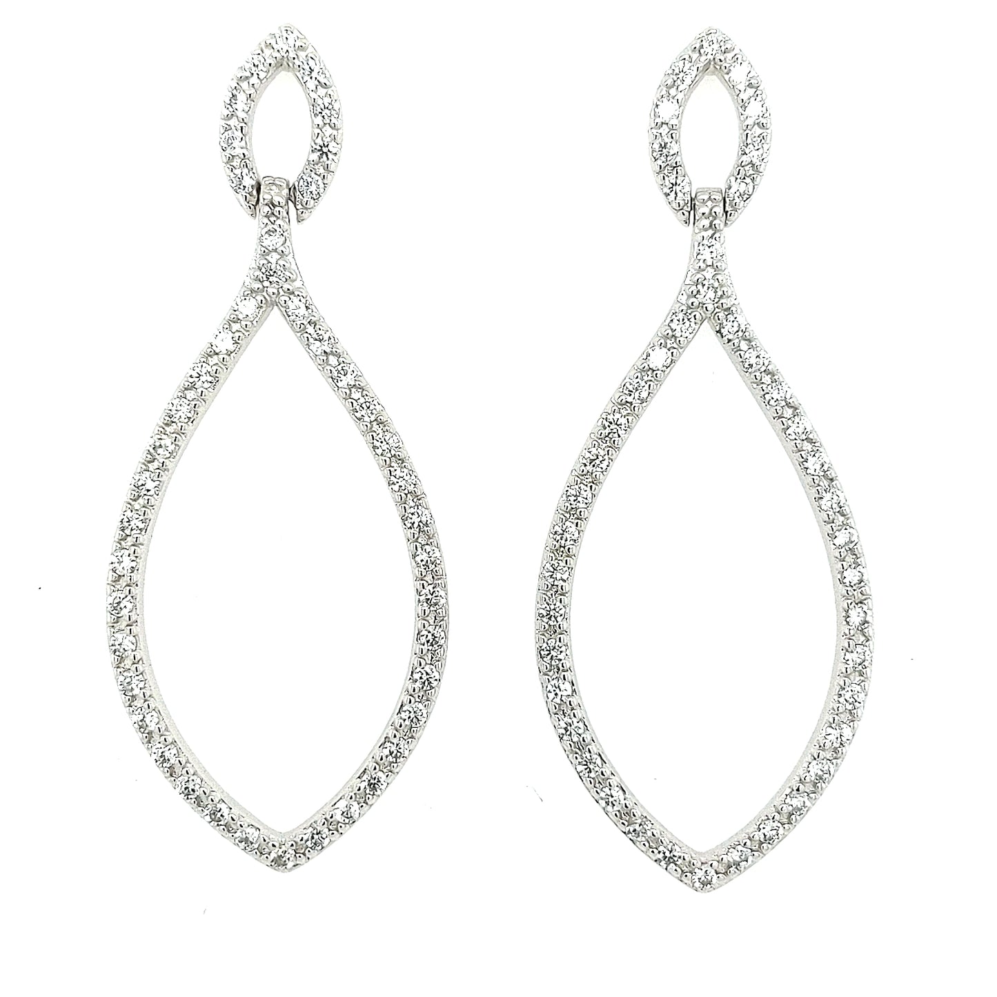 Sterling Silver CZ Large Teardrop Earring - HK Jewels