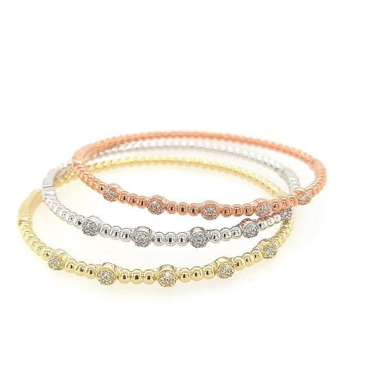 Sterling Silver CZ Ball Bangle Bracelet - HK Jewels