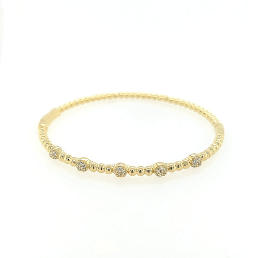 Sterling Silver CZ Ball Bangle Bracelet - HK Jewels