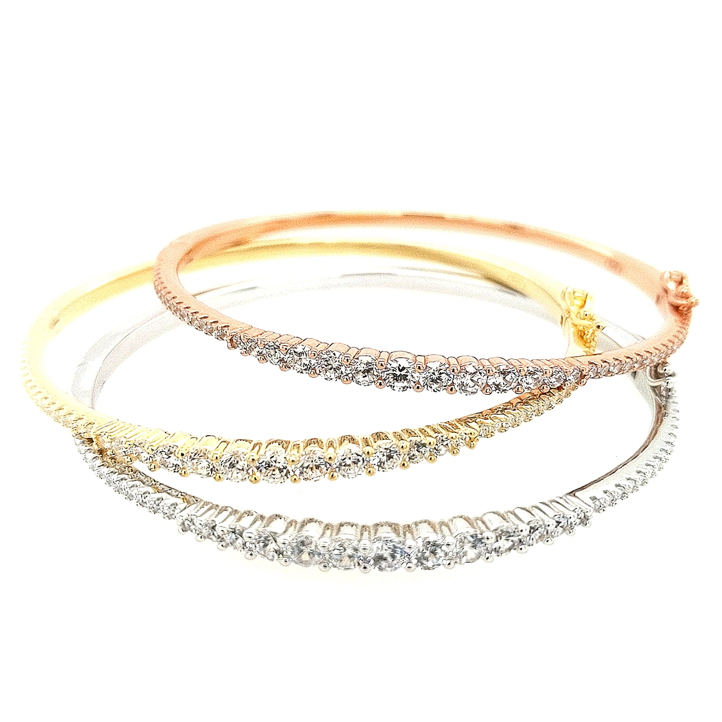 Sterling Silver CZ Bangle Bracelet - HK Jewels