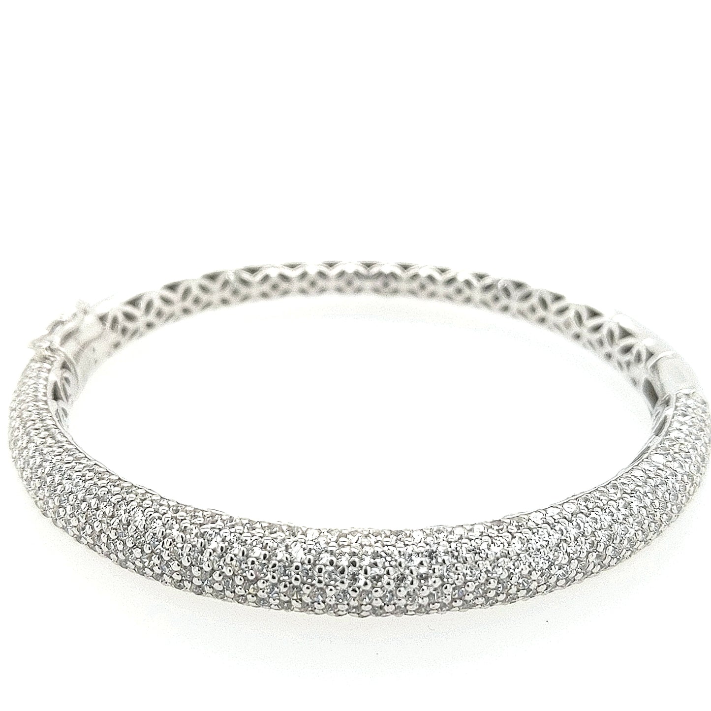 Sterling Silver Multi Row CZ Bangle - HK Jewels