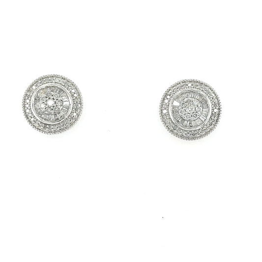 10K Gold And Diamond Round Stud Earrings - HK Jewels