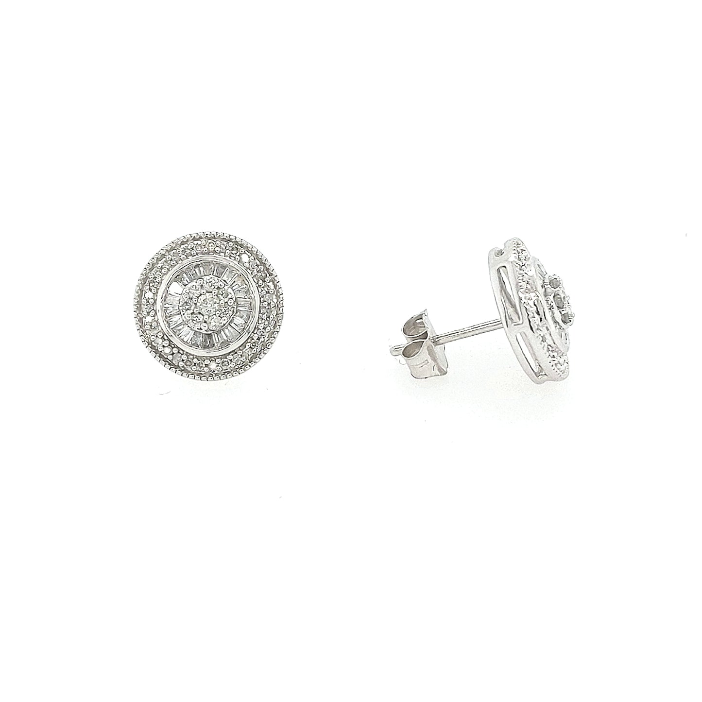10K Gold And Diamond Round Stud Earrings - HK Jewels