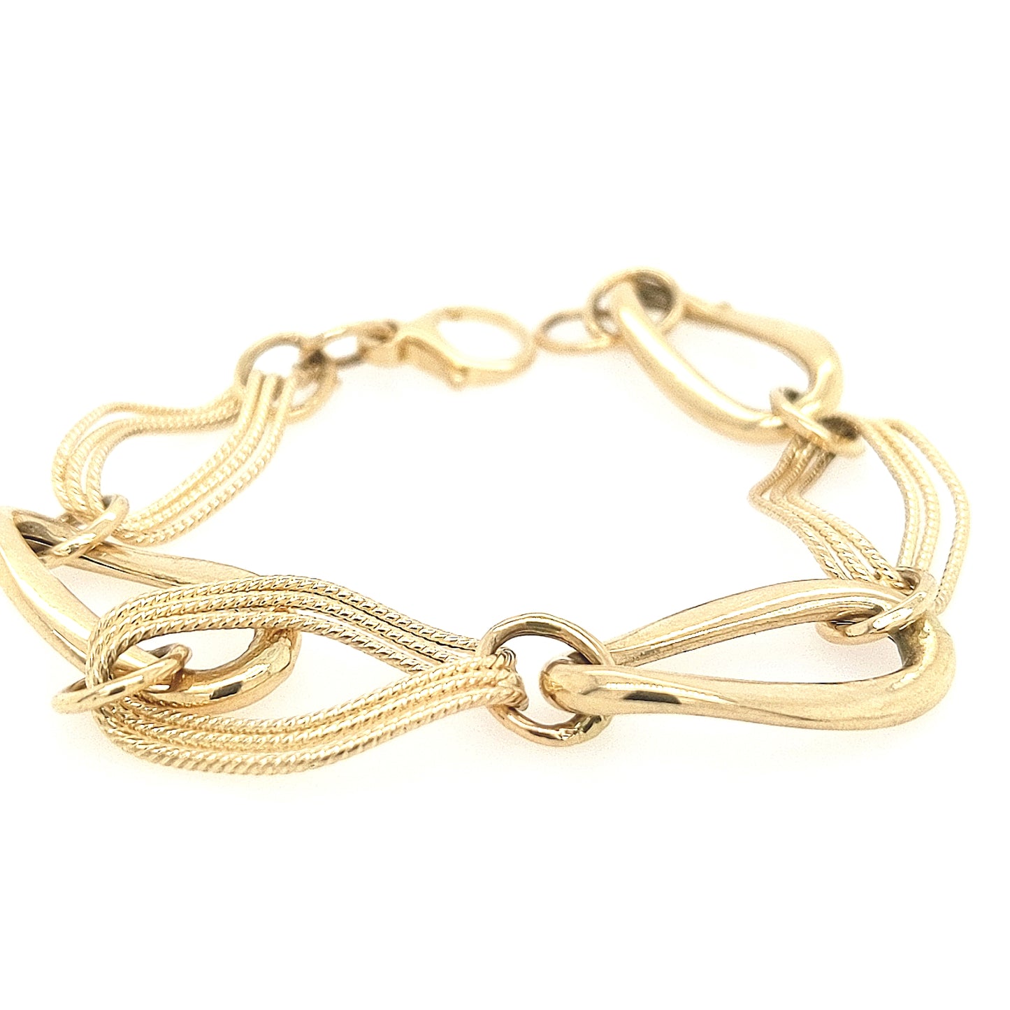 14K Interlocking Large Ovals Link Bracelet - HK Jewels