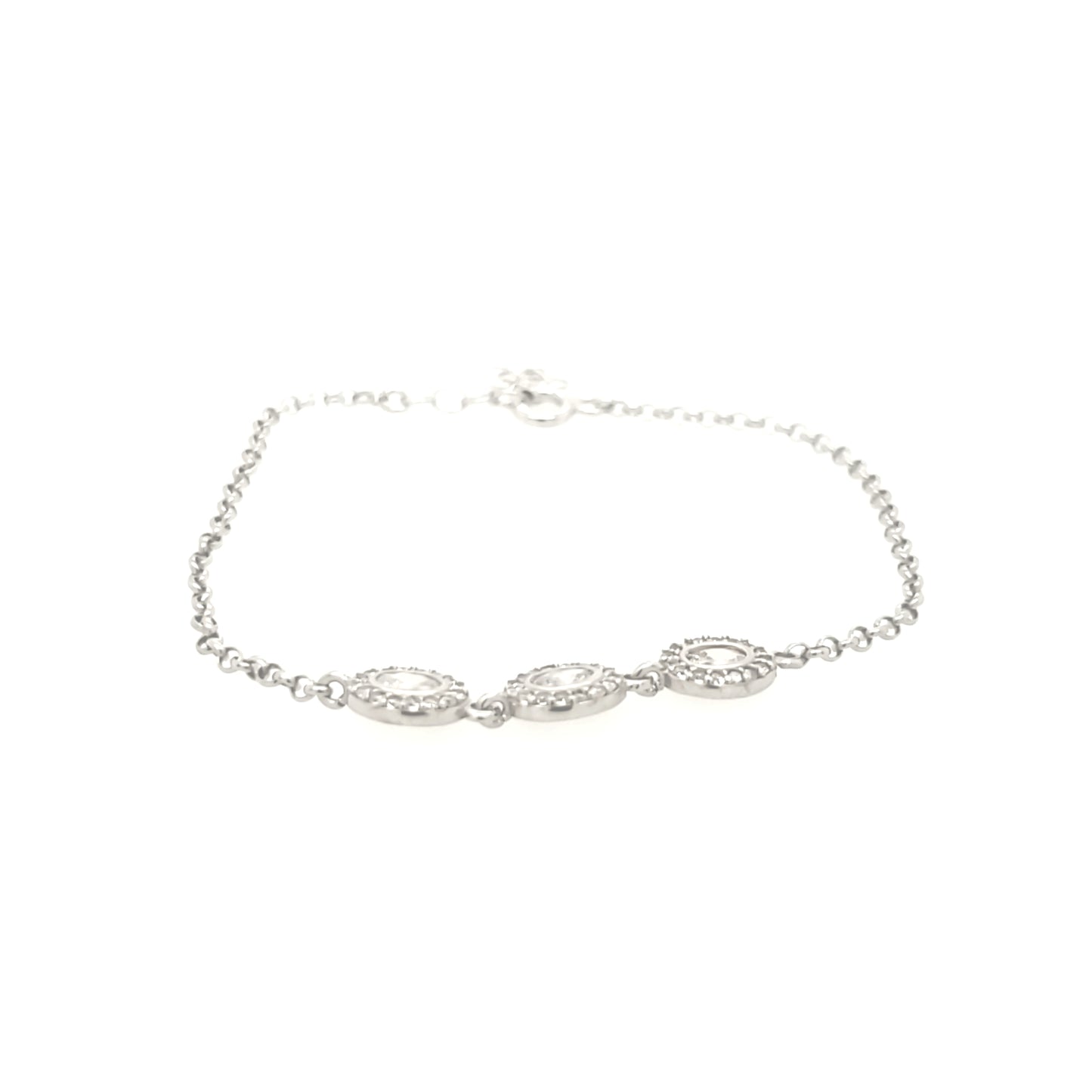 Sterling Silver Three Ovals CZ Bracelet - HK Jewels