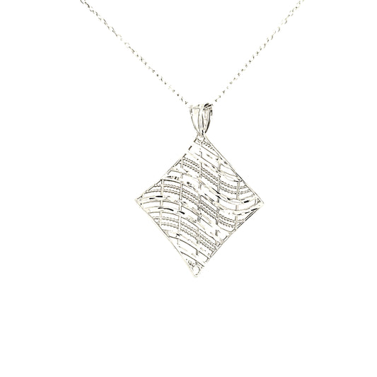 14K Diamond Cut Diamond Shape Pendant - HK Jewels