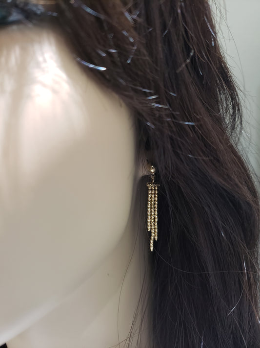 14k Gold Three Row Dangling Earring - HK Jewels