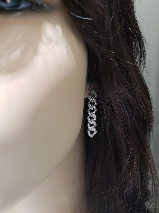 Sterling Silver Micropave Linked Earrings - HK Jewels