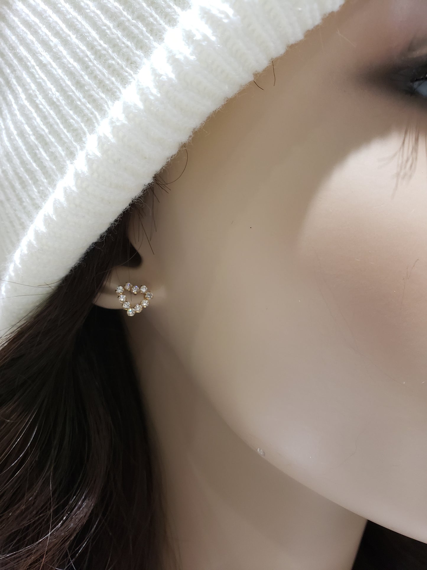 14K Gold CZ Open Heart Stud Earring - HK Jewels