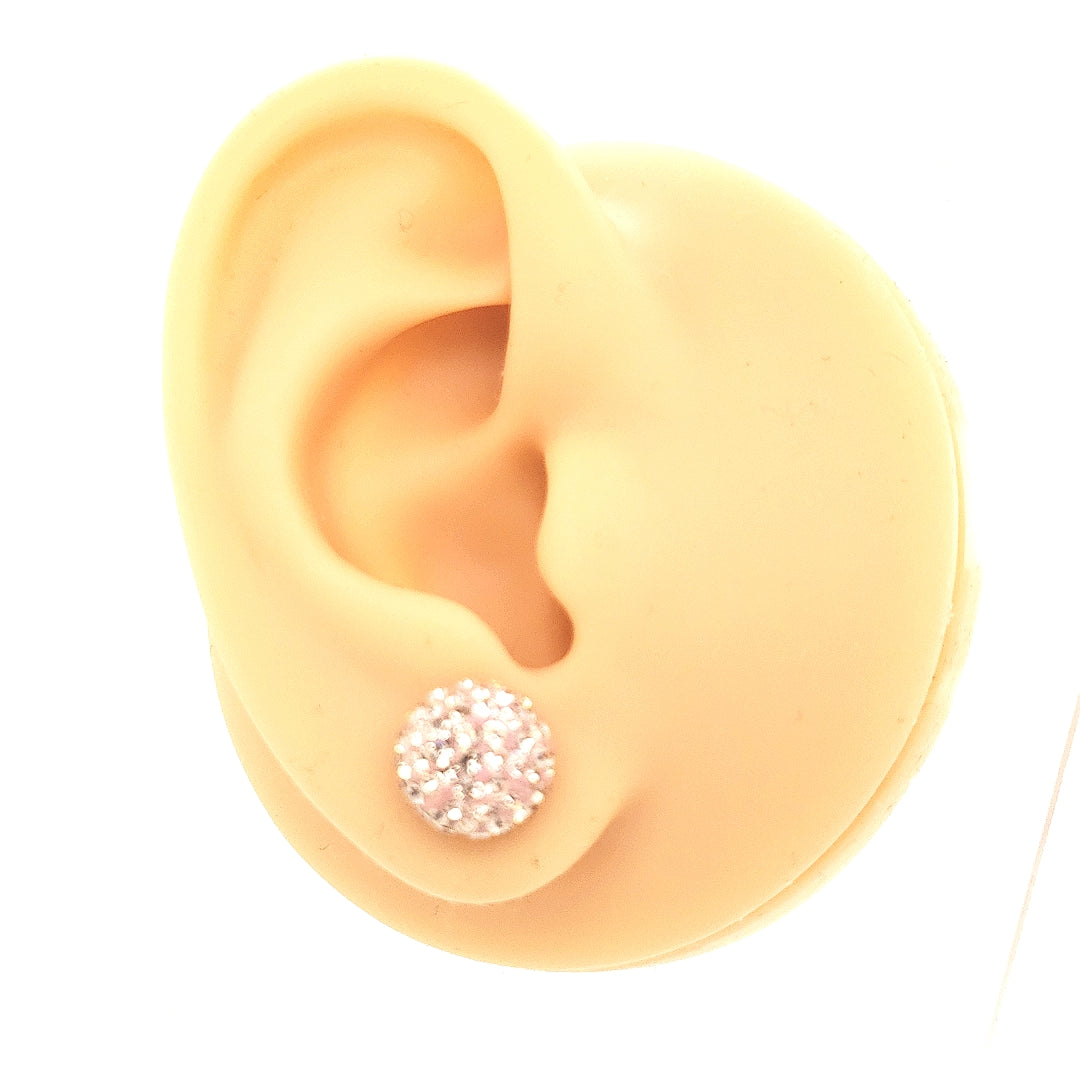 14k Gold Flat 10mm Champagne Shamballa Ball Screwback Earring - HK Jewels