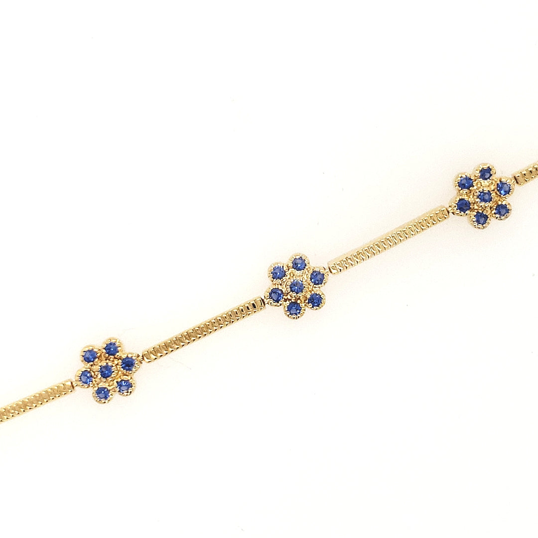 Sterling Silver Gold Plated Colored Stone CZ Flower Bracelet - HK Jewels