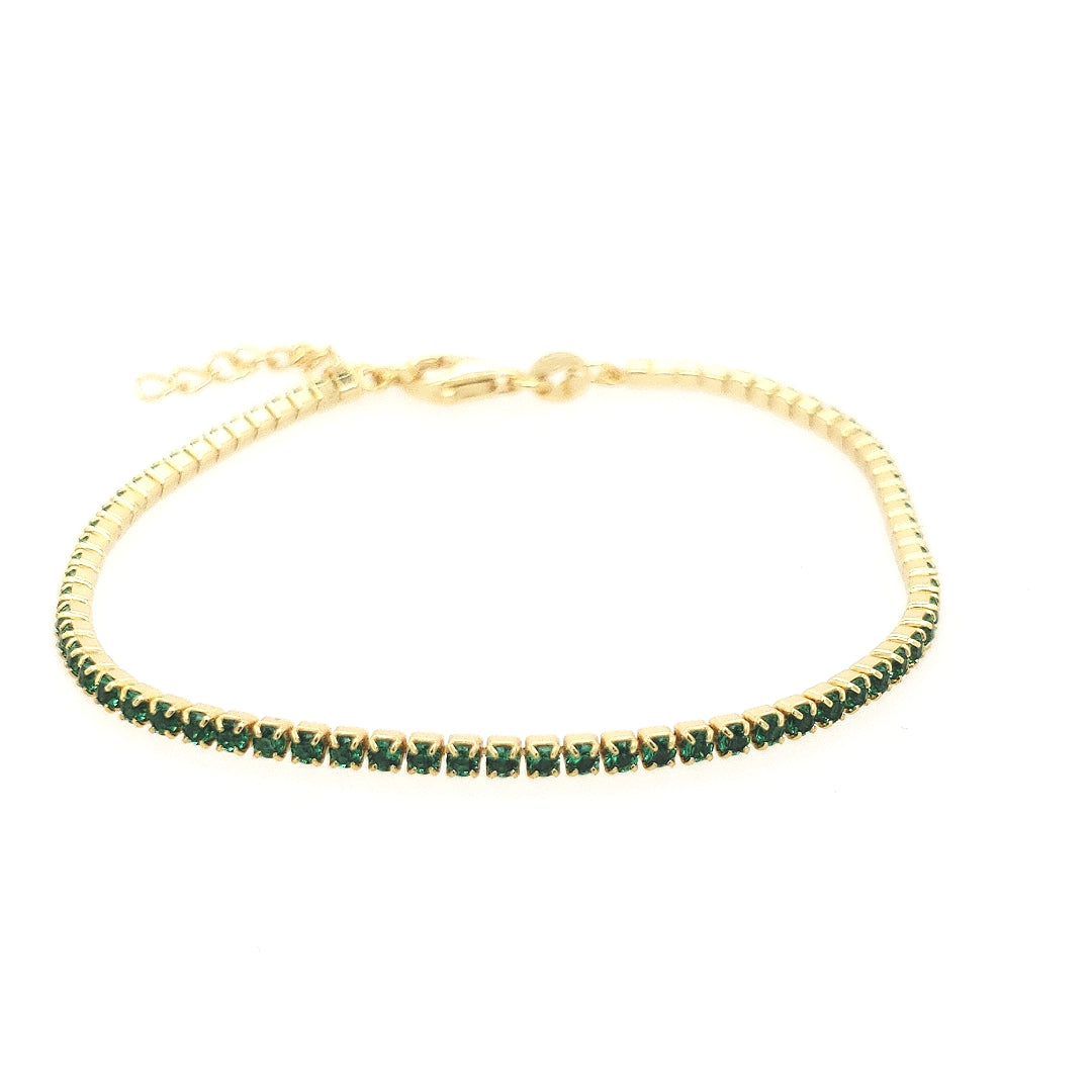 Sterling Silver Gold Plated Colored Stone CZ Tennis Bracelet - HK Jewels