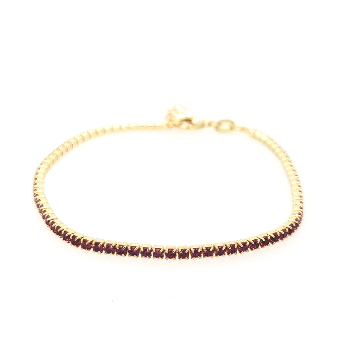 Sterling Silver Gold Plated Colored Stone CZ Tennis Bracelet - HK Jewels