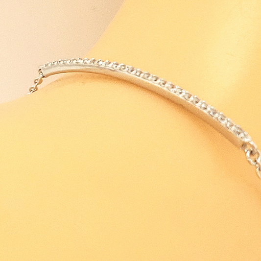 Sterling Silver CZ Bar Bracelet - HK Jewels
