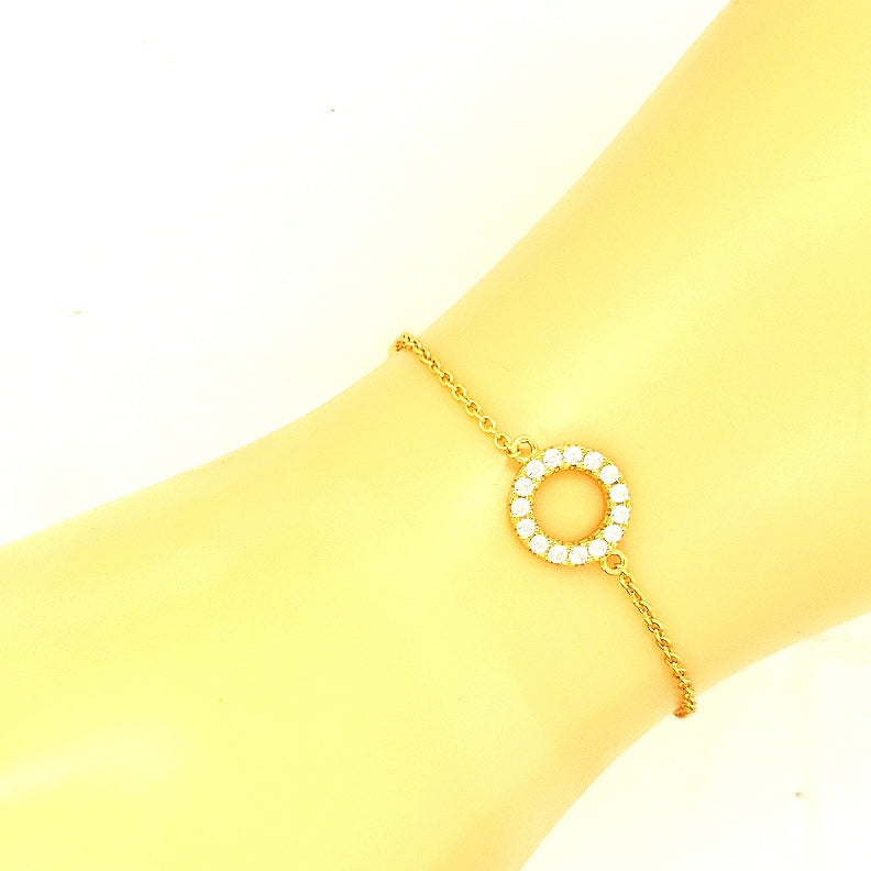 Sterling Silver Small CZ Circle Bracelet - HK Jewels