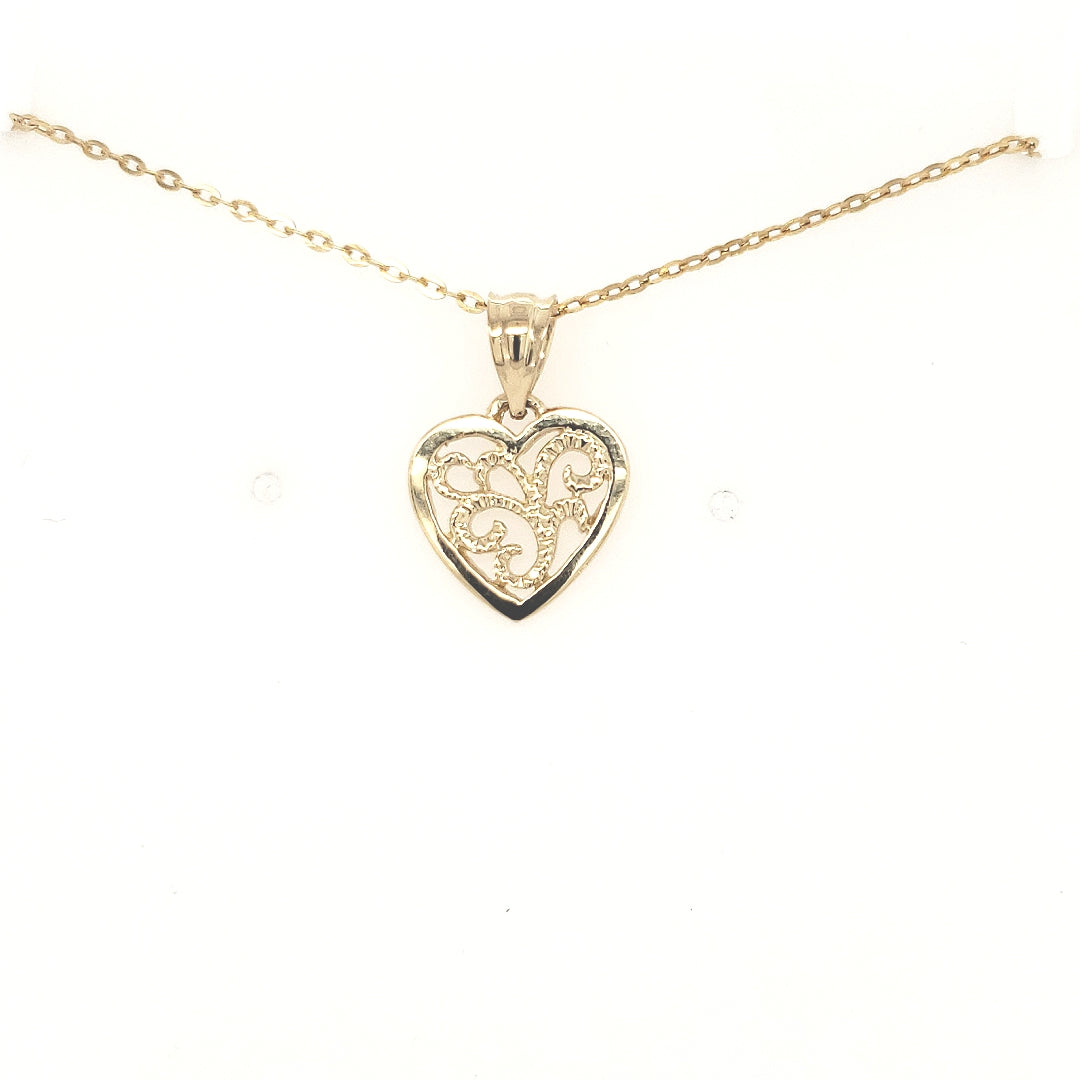 14K Small Designed Heart Pendant - HK Jewels