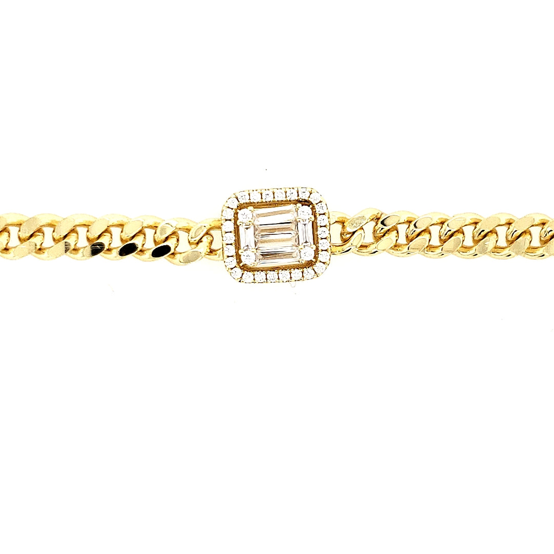 Sterling Silver WIth Emerald Shaped CZ Bracelet - HK Jewels